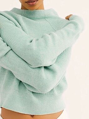 Free People Mint Crewneck Knit Sweater